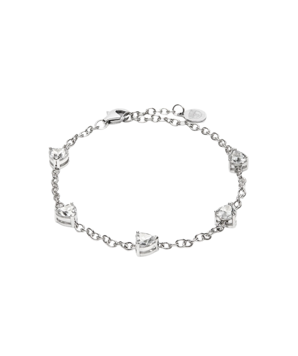 Women's bracelet sterling silver with heart-shaped zirconia stones, CHIARA FERRAGNI