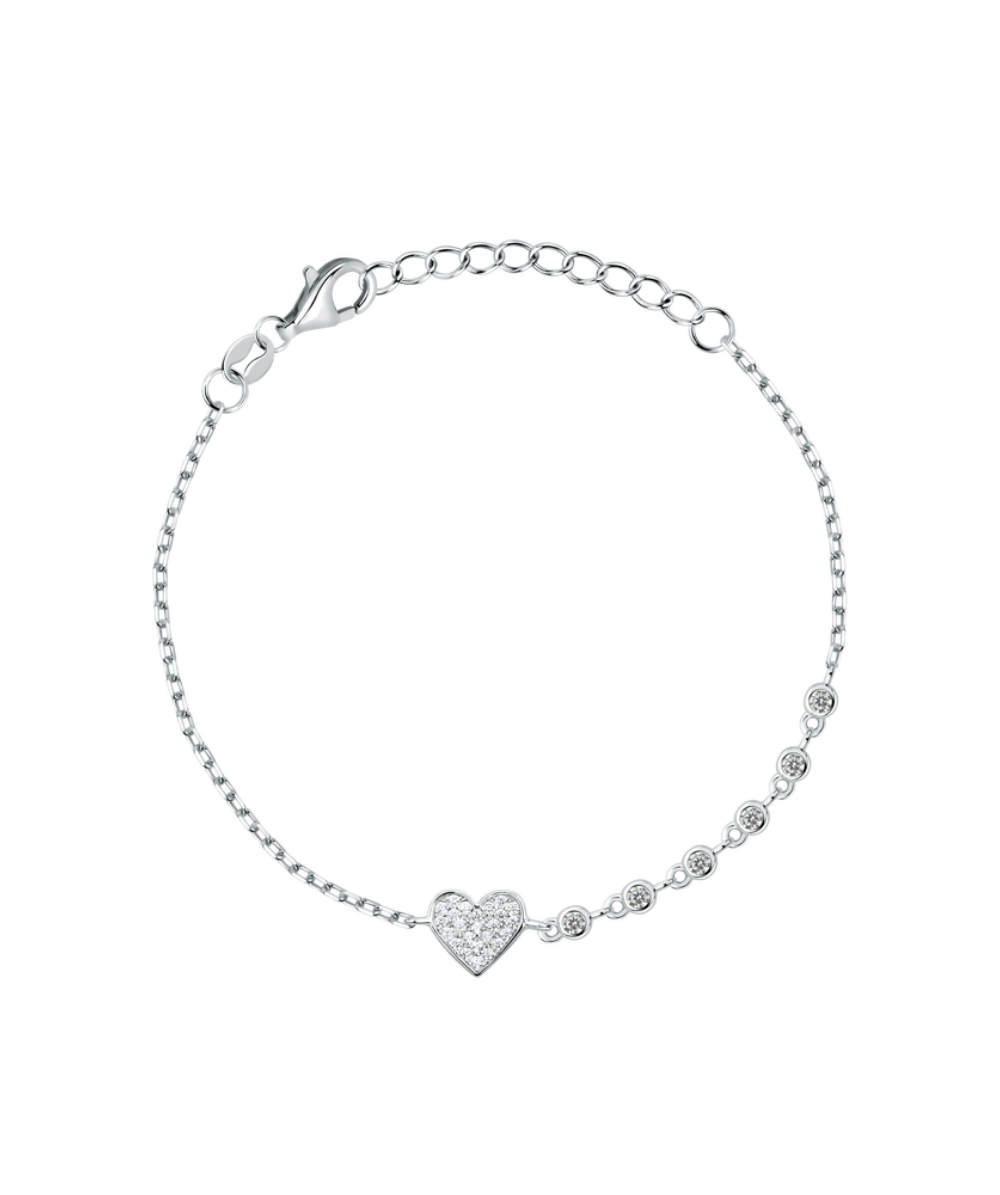 Silver bracelet for women with white zircons, rhodium-plated, La Petite Story