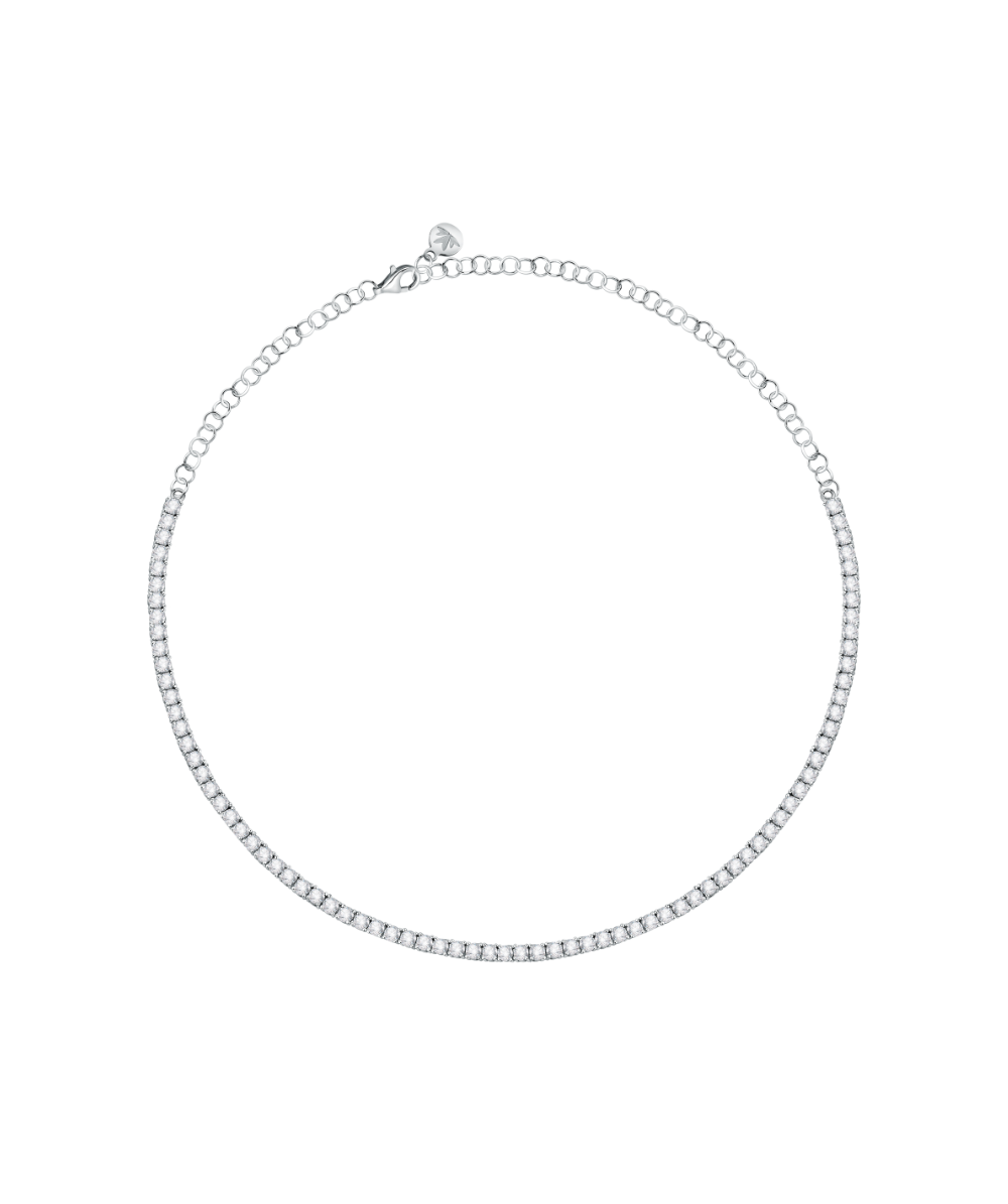Women's necklace sterling silver Tesori tennis with white stones, adjustable, MORELLATO