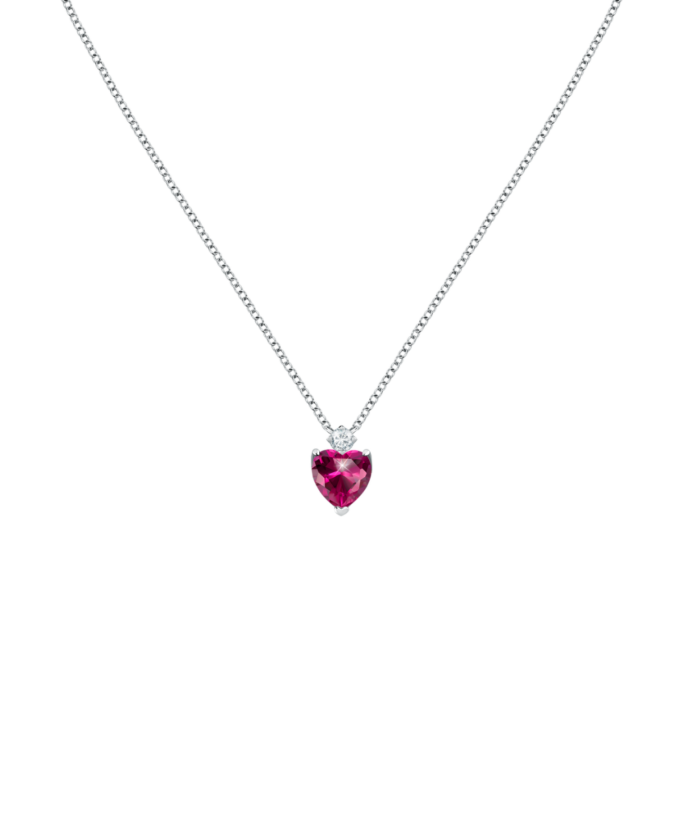 Women's necklace sterling silver Tesori Ruby heart-shaped, Morellato