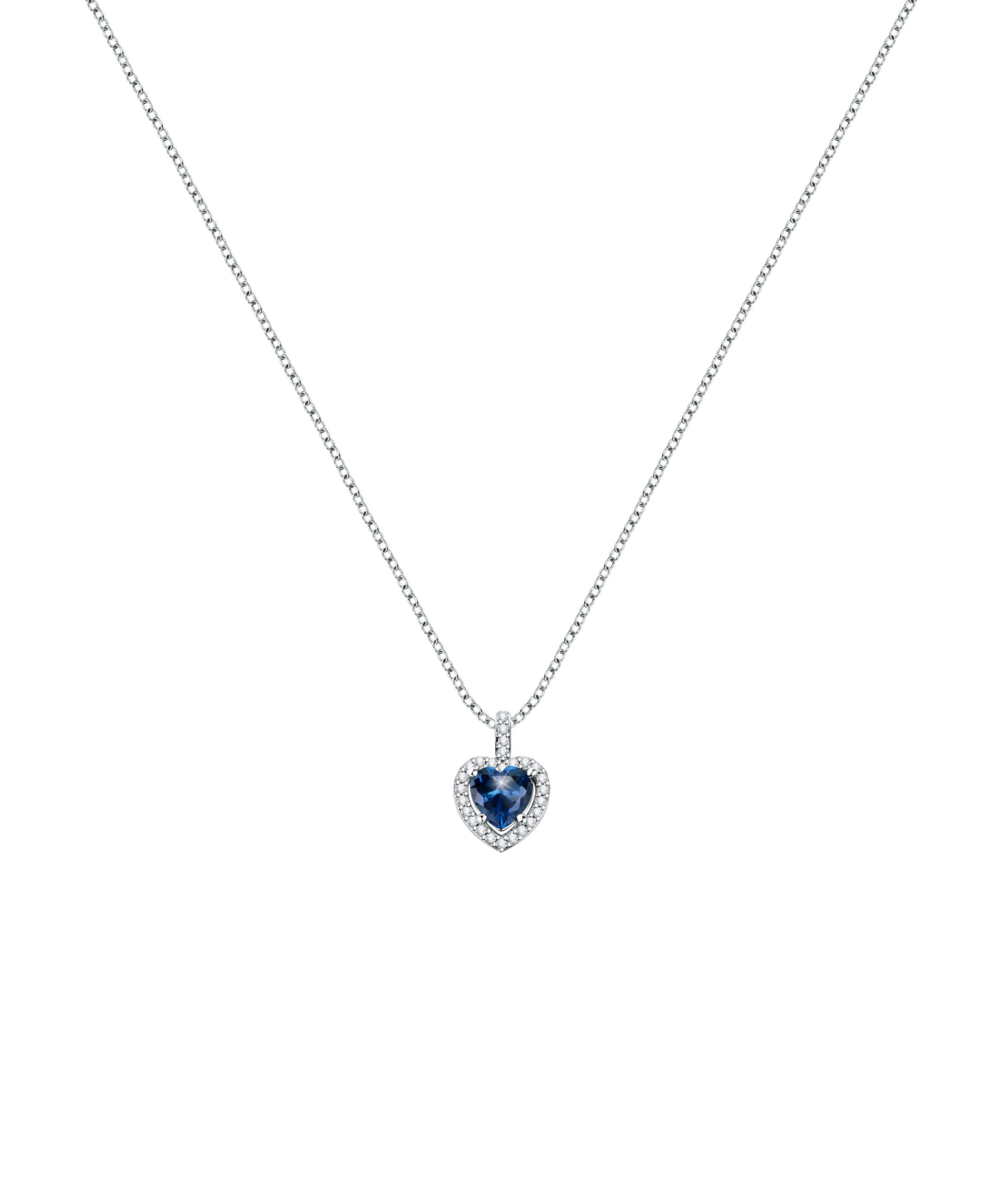 Women's necklace sterling silver Tesori with blue heart-shaped pendant