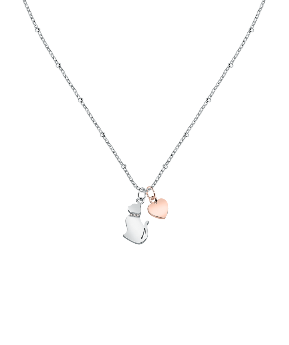 Women's necklace Talismani with cat and heart, MORELLATO