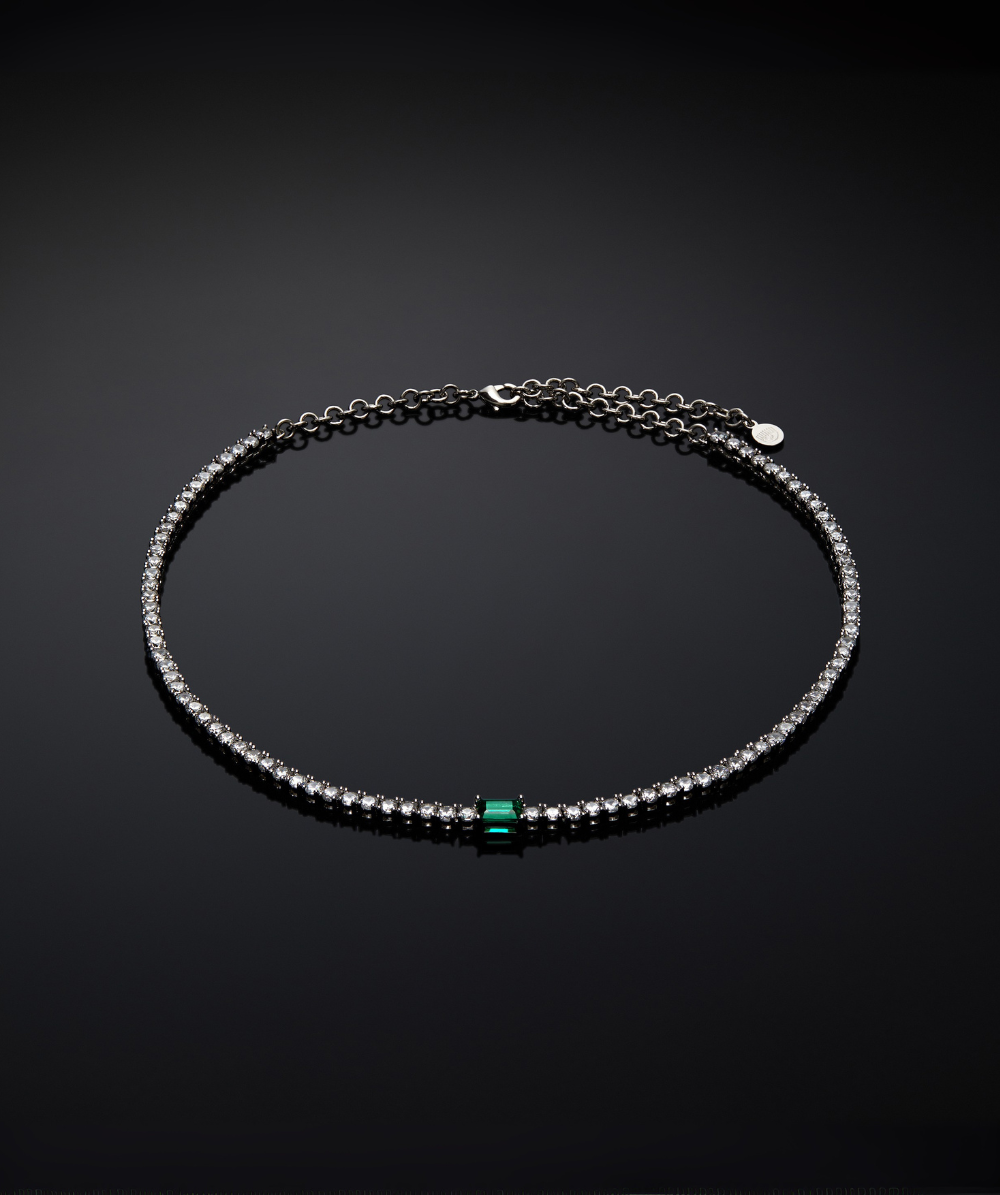 Women's necklace Emerald adjustable with zirconia and nano stones, CHIARA FERRAGNI