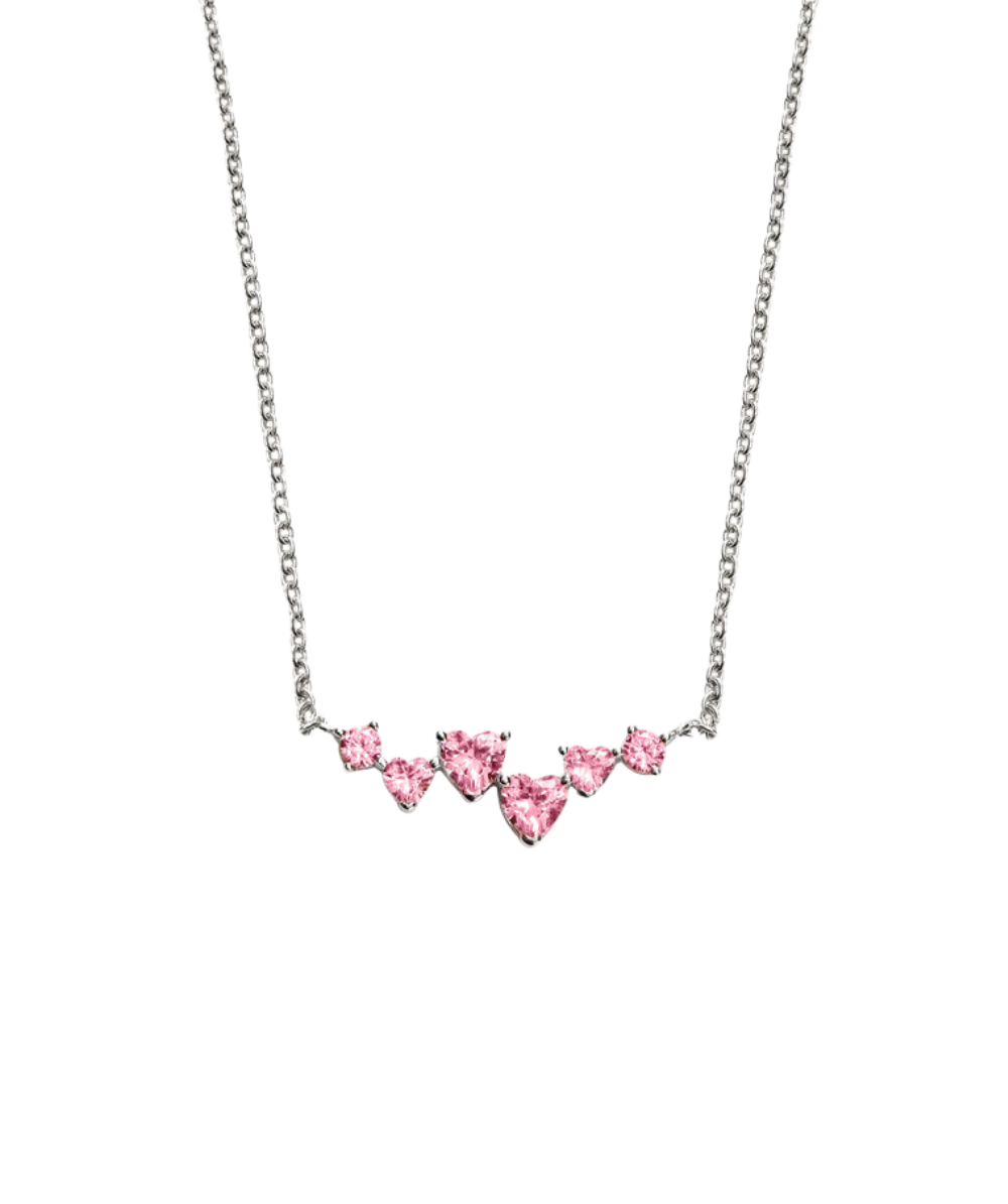 Women's necklace sterling silver with pink zirconia stones, CHIARA FERRAGNI
