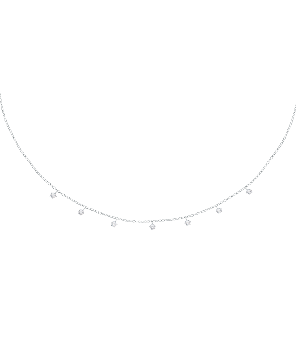 Women's necklace sterling silver with white stones, LA PETITE STORY
