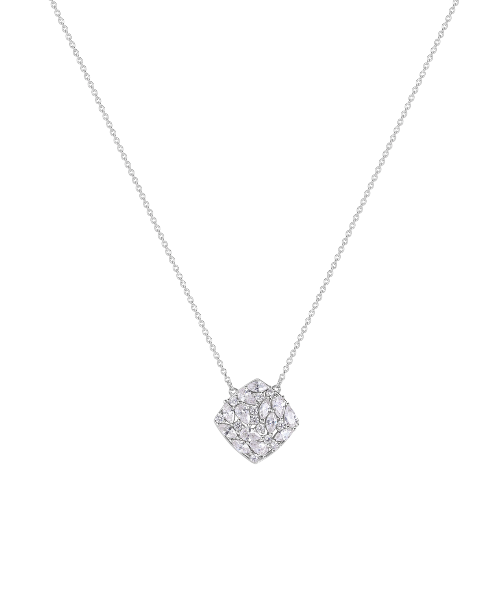 Women's silver necklace GEMMA short, white zirconia, 44cm, ROSATO