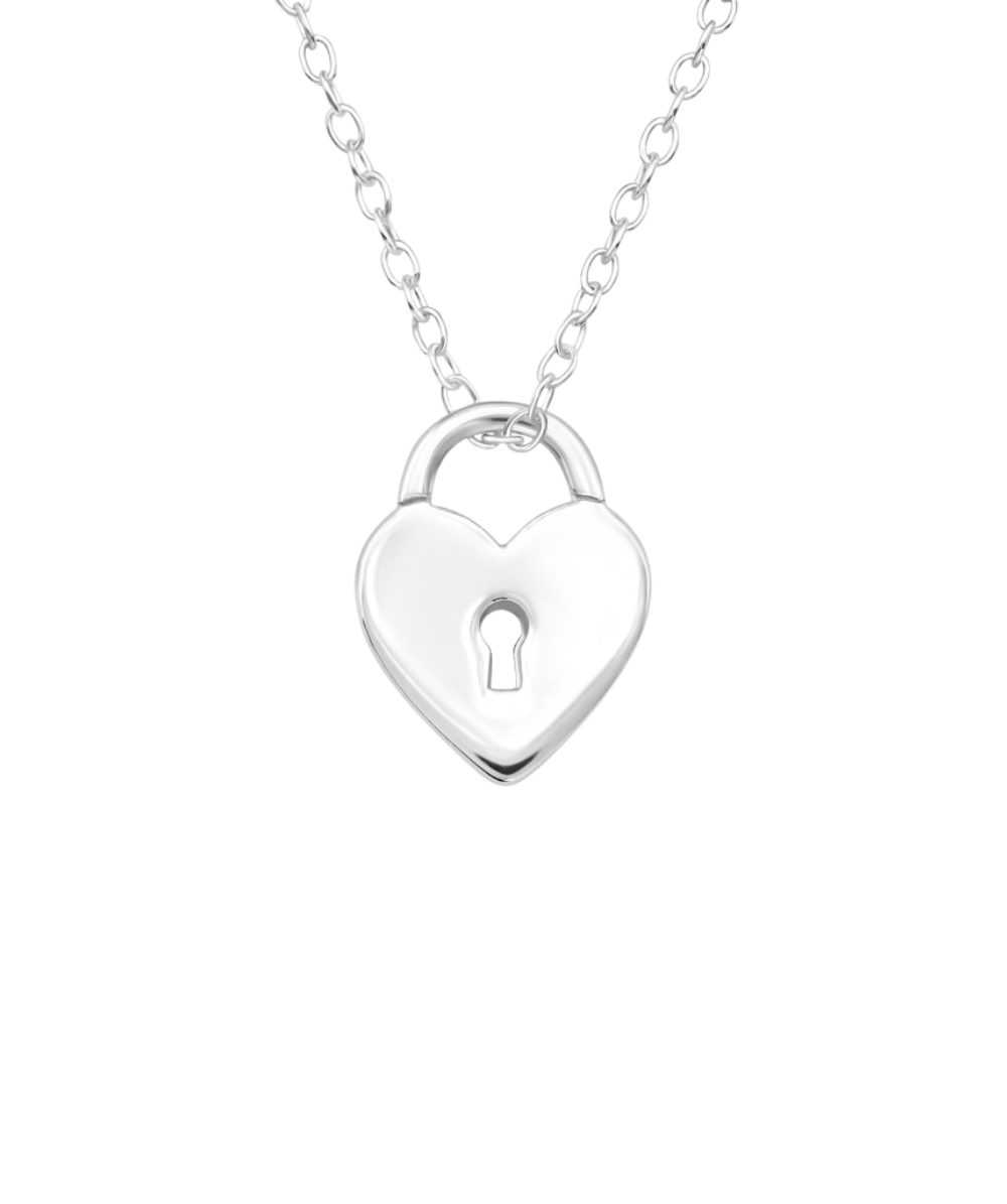 Women's silver necklace with padlock pendant, TESSORA