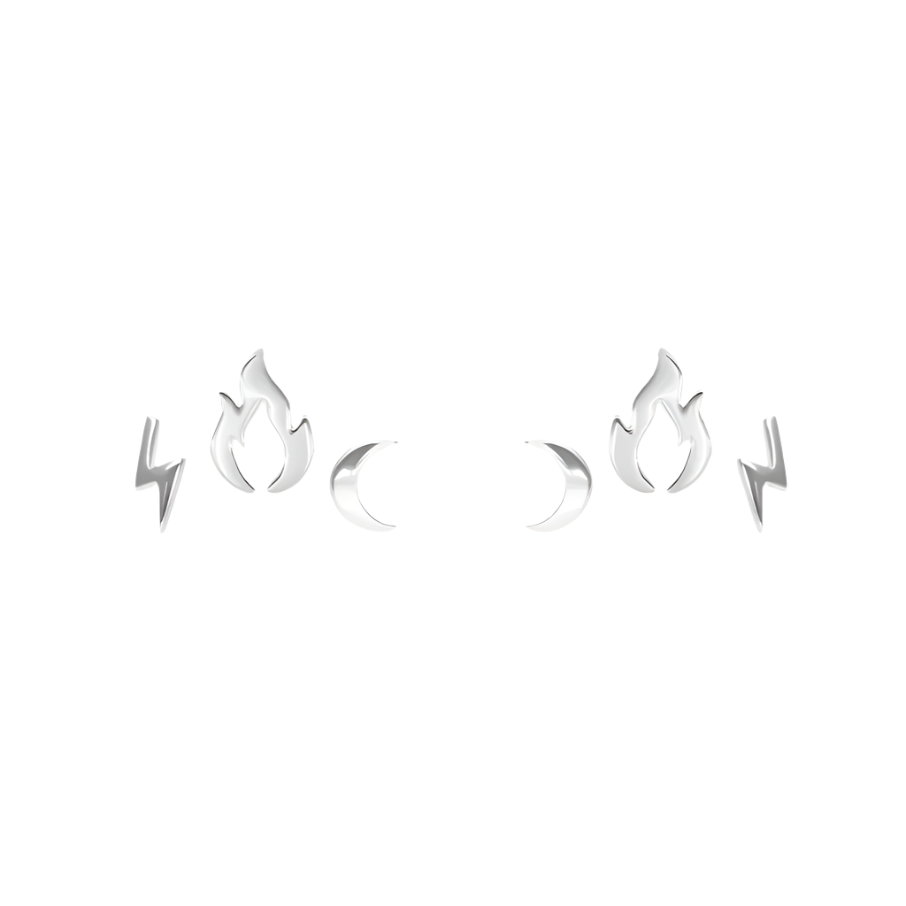 Women's earrings multi Flame with 3 elements, silver-plated, Lilou