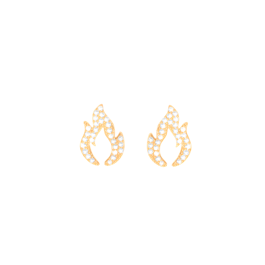Women's earrings Flame with zirconia crystals, gold-plated, Lilou