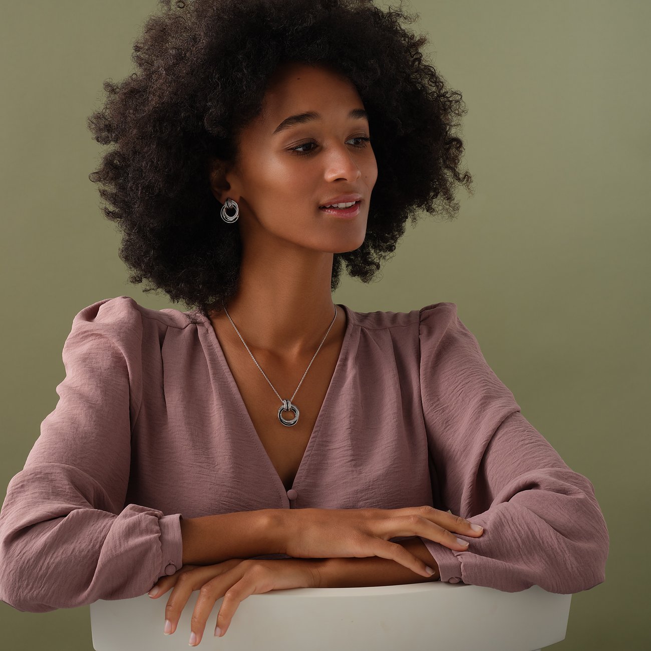 Women's silver necklace adjustable with CIAO BELLA pendant, JETTE