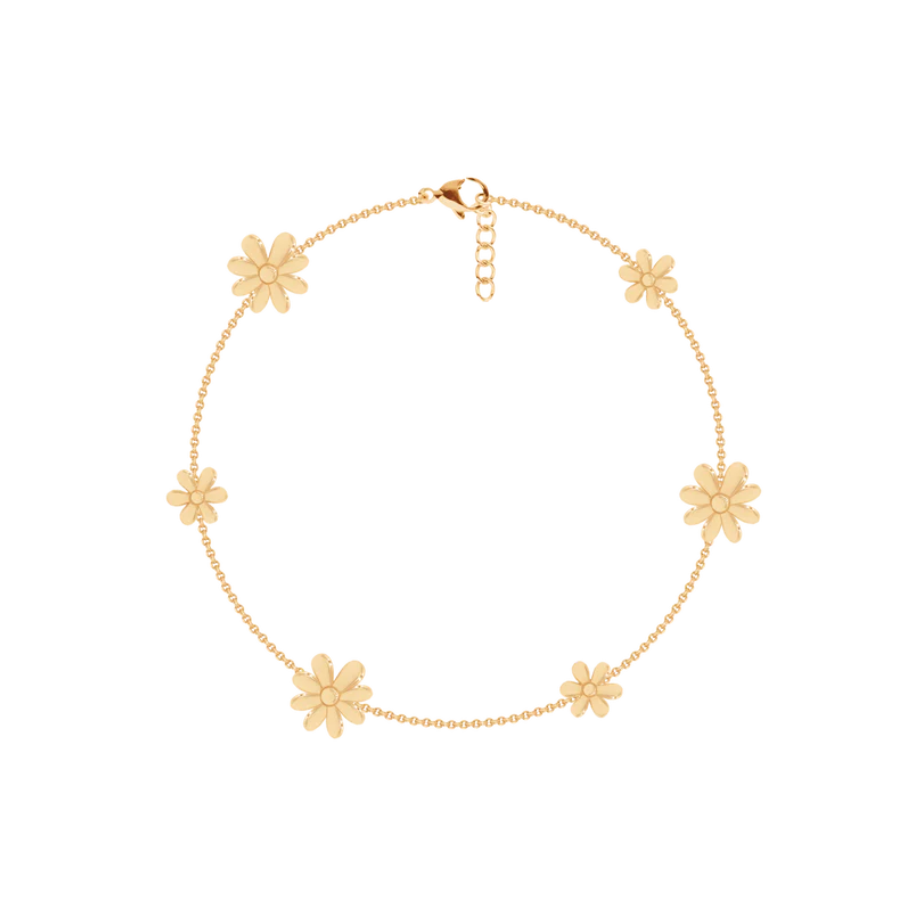 Women's bracelet Flowers adjustable 16 cm + 5 cm extension, gold-plated, Lilou