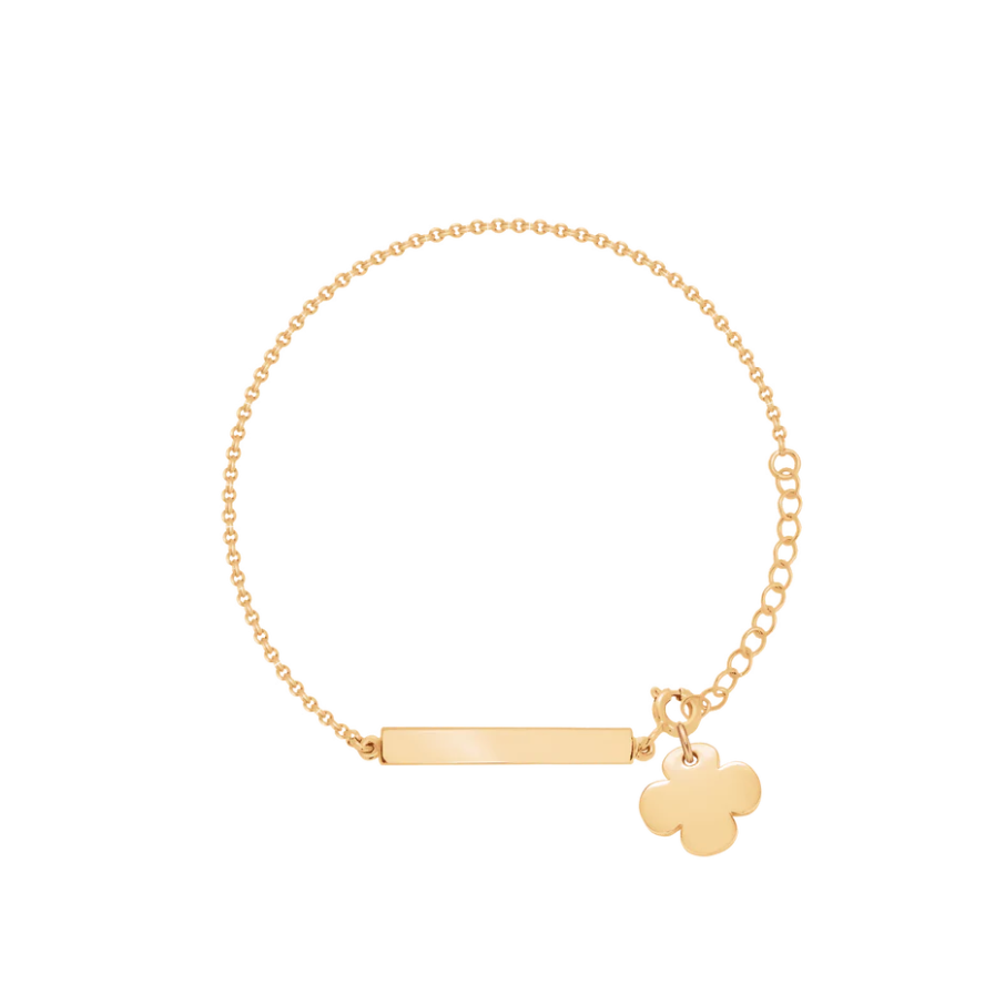 Women's bracelet with plate and clover adjustable 16 cm + 3 cm extension, Lilou