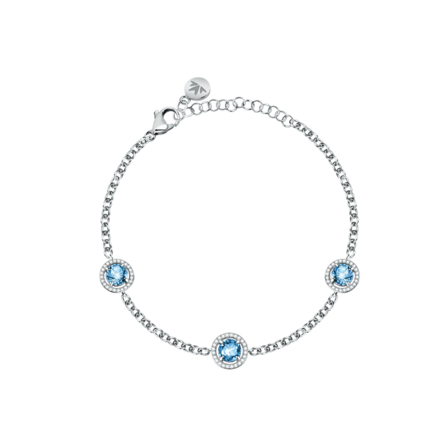 Women's bracelet sterling silver Tesori with three stones adjustable 16 cm + 3 cm extension