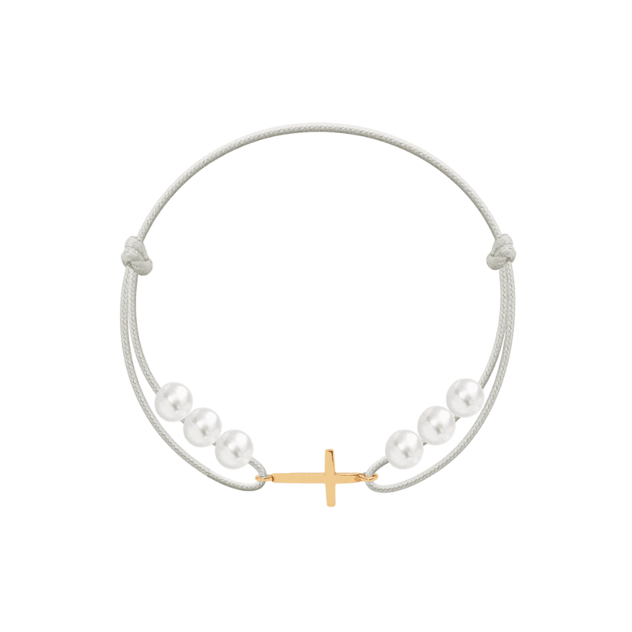Women's bracelet adjustable with cross, gold-plated, Lilou