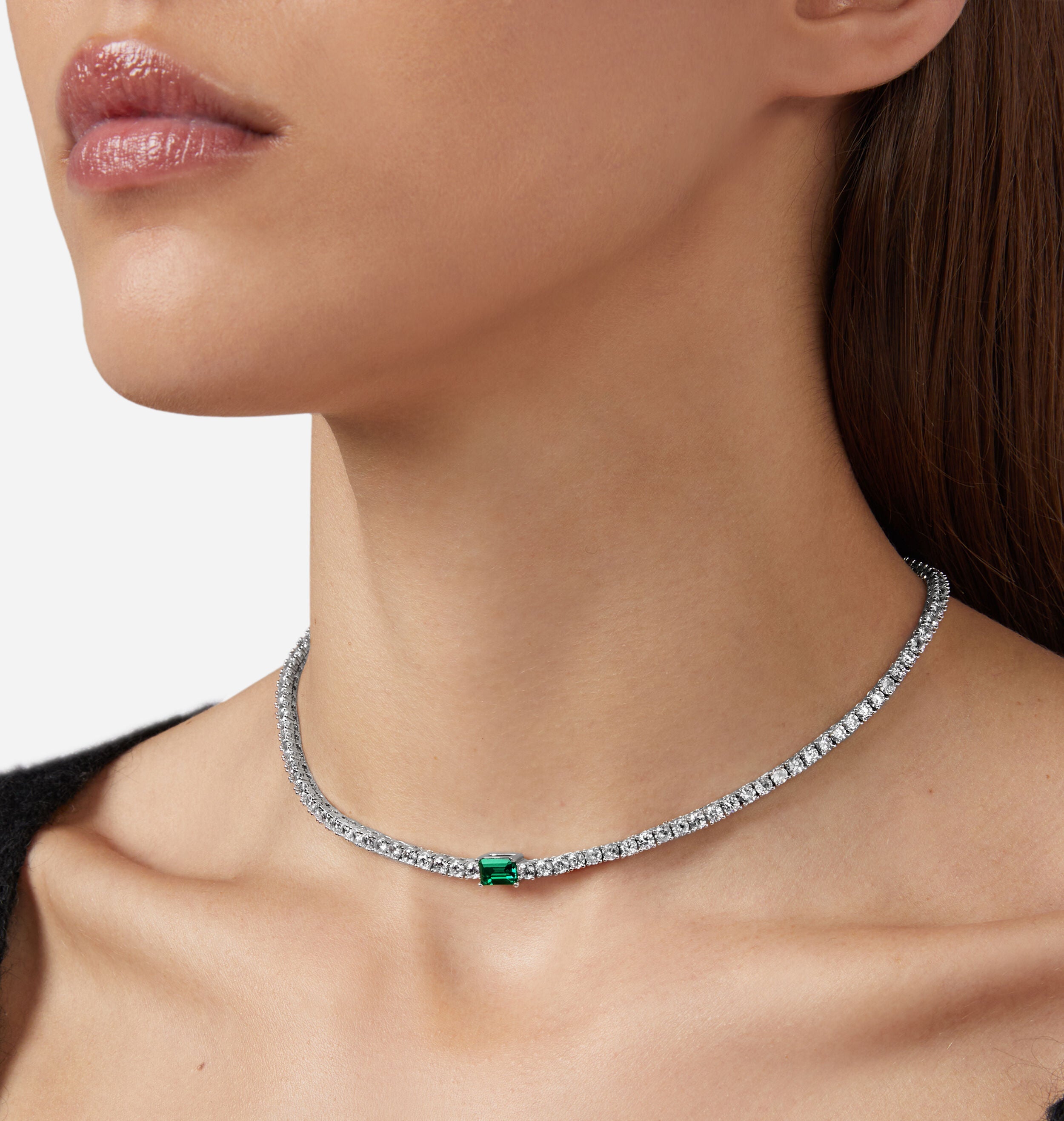 Women's necklace Emerald adjustable with zirconia and nano stones, CHIARA FERRAGNI