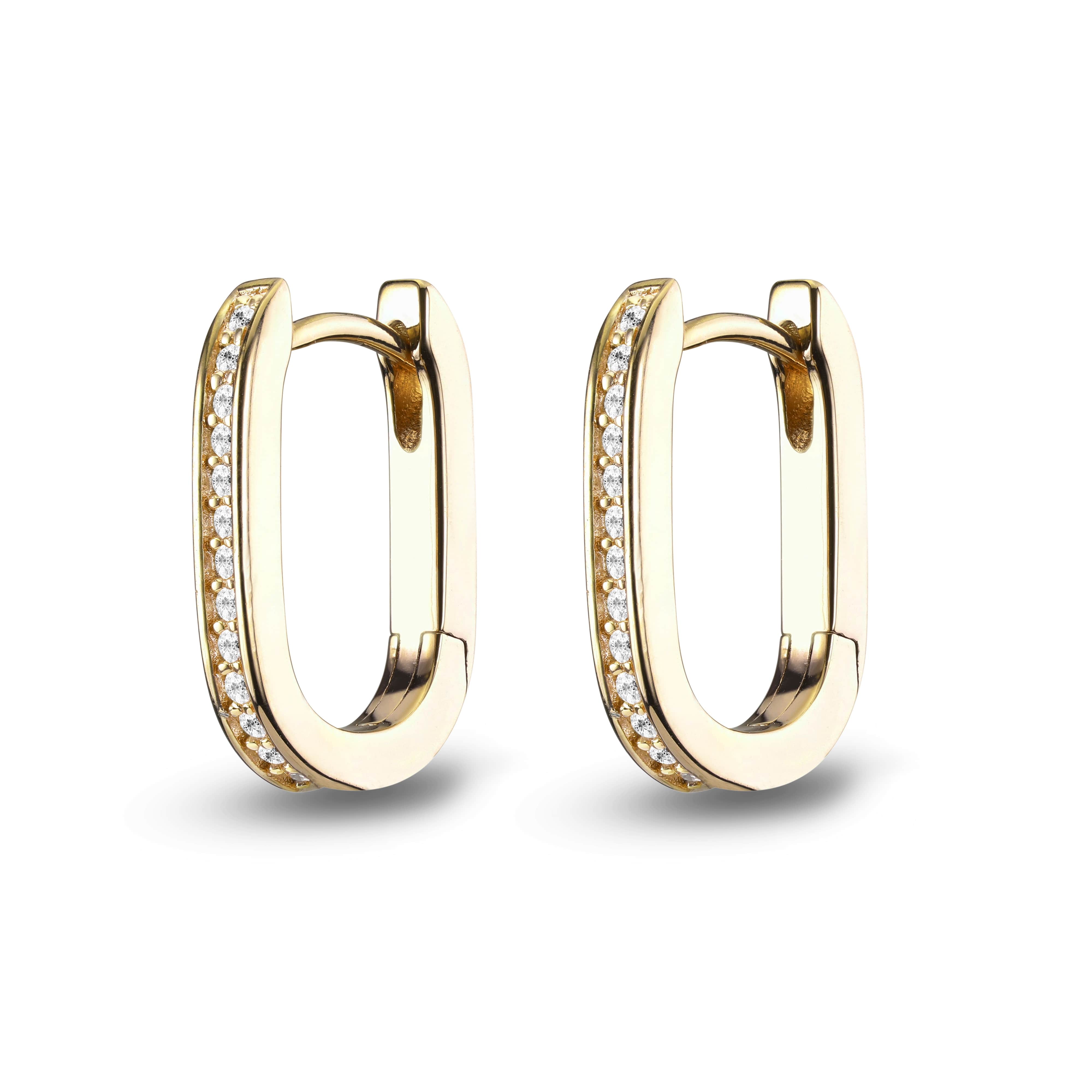 Women's earrings sterling silver round LUNA gold-plated, JETTE