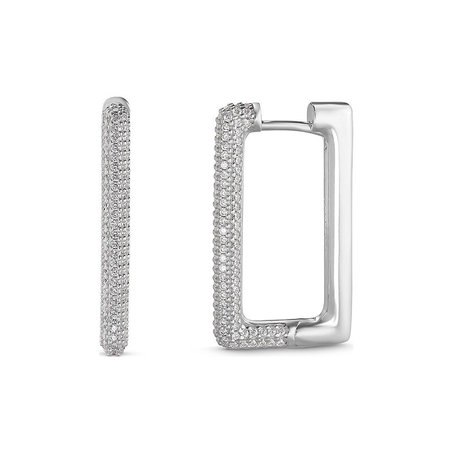 Women's earrings sterling silver rectangular GLAM, JETTE