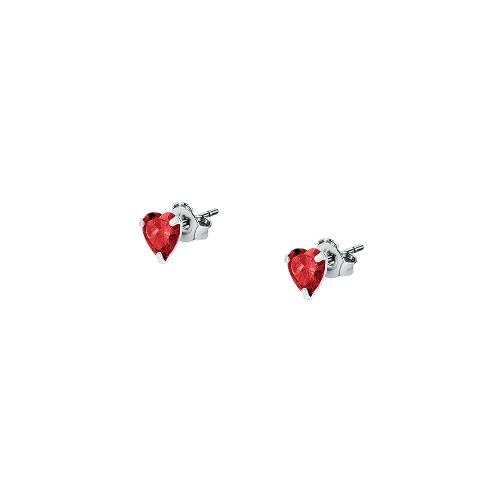 Women's earrings sterling silver with red zirconia stones, LA PETITE STORY