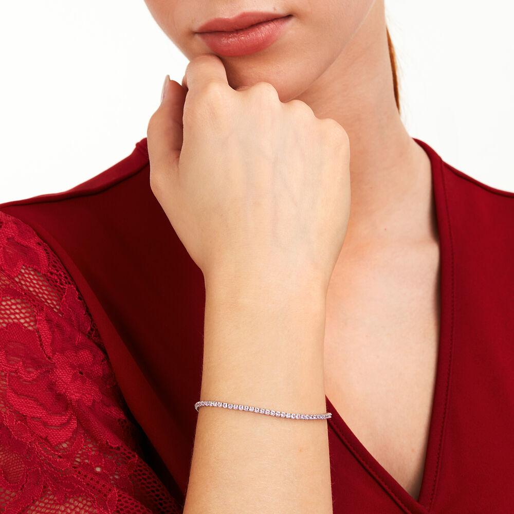 Women's bracelet sterling silver adjustable Tennis with pink zirconia, LA PETITE STORY