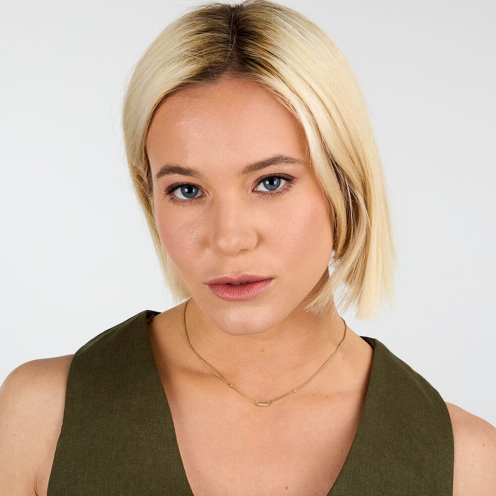 Adjustable silver necklace with white zircons for women gold-tone finish, La Petite Story