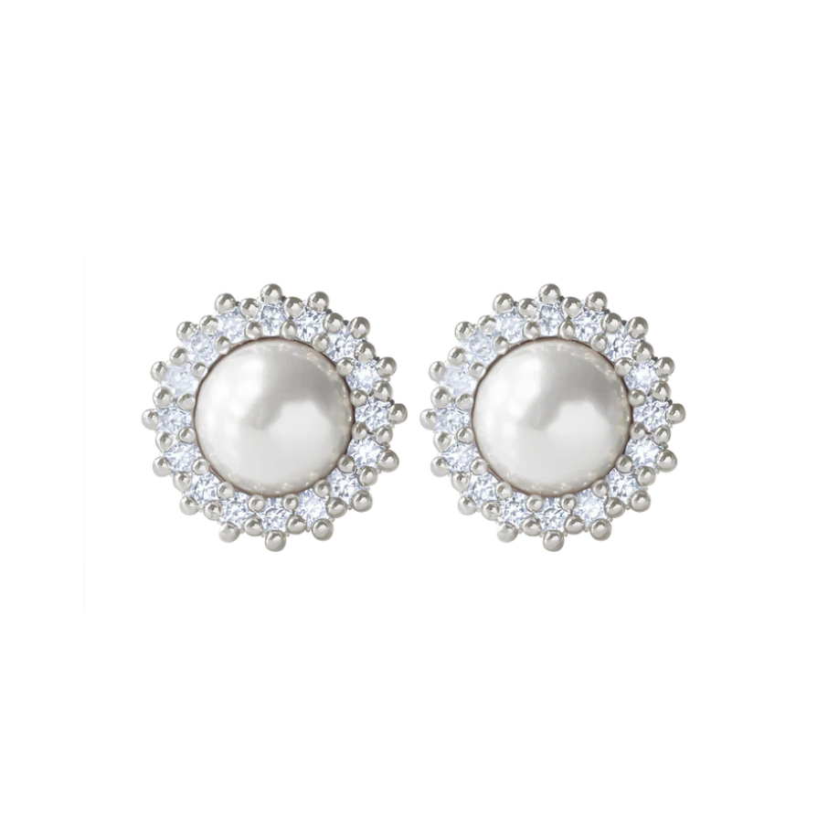 Women's earrings stud Cosmos with white pearl, Lilou