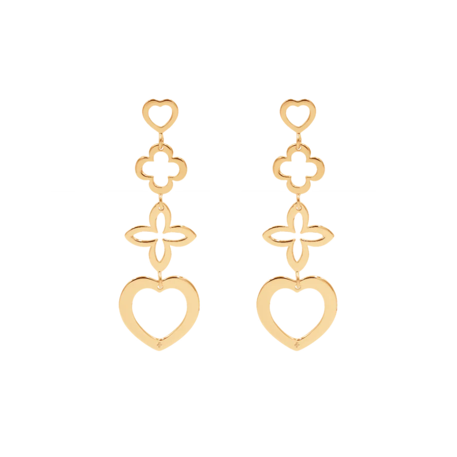 Women's earrings open with 4 elements, Lilou