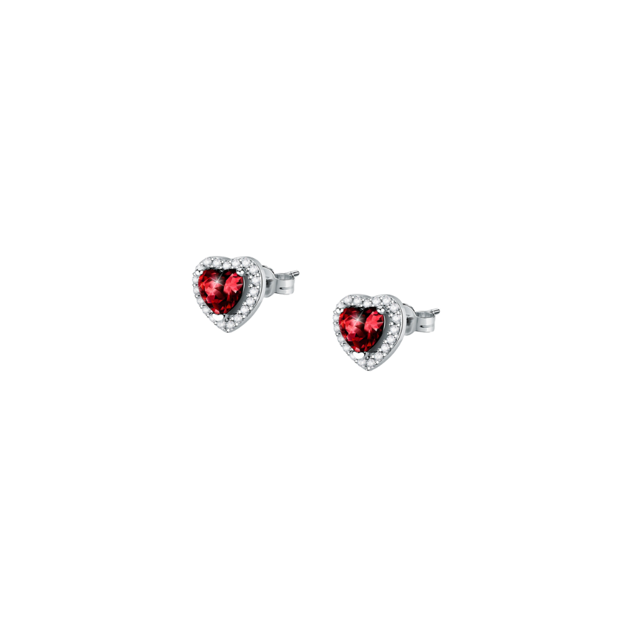 Women's earrings sterling silver Tesori Ruby heart-shaped, MORELLATO
