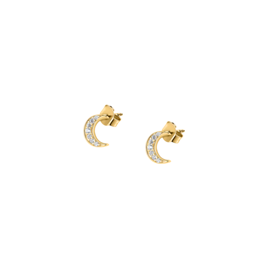 Women's Gold Silver Stud Earrings in the Shape of a Crescent Moon, LA PETITE STORY