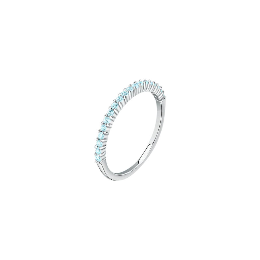 Womens ring sterling silver with light blue zirconia, LA PETITE STORY