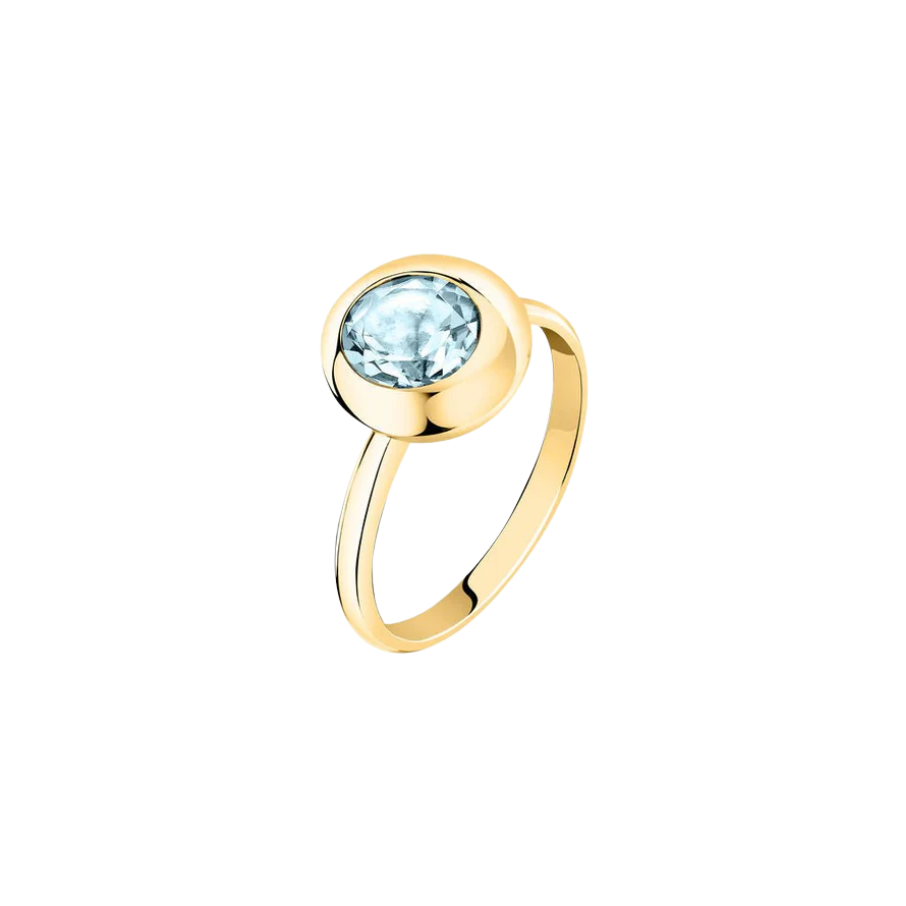 Women's ring sterling silver Tesori Eterni gold-plated with blue topaz, size 12, Morellato