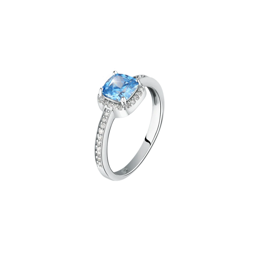 Women's ring sterling silver Tesori with square blue stone, MORELLATO