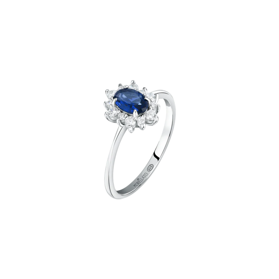 Women's ring sterling silver Tesori Kate sapphire blue with zirconia stones, MORELLATO