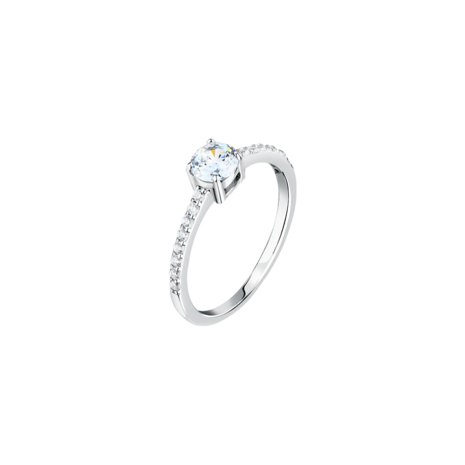 Women's ring sterling silver Tesori solitaire with zirconia stones, MORELLATO
