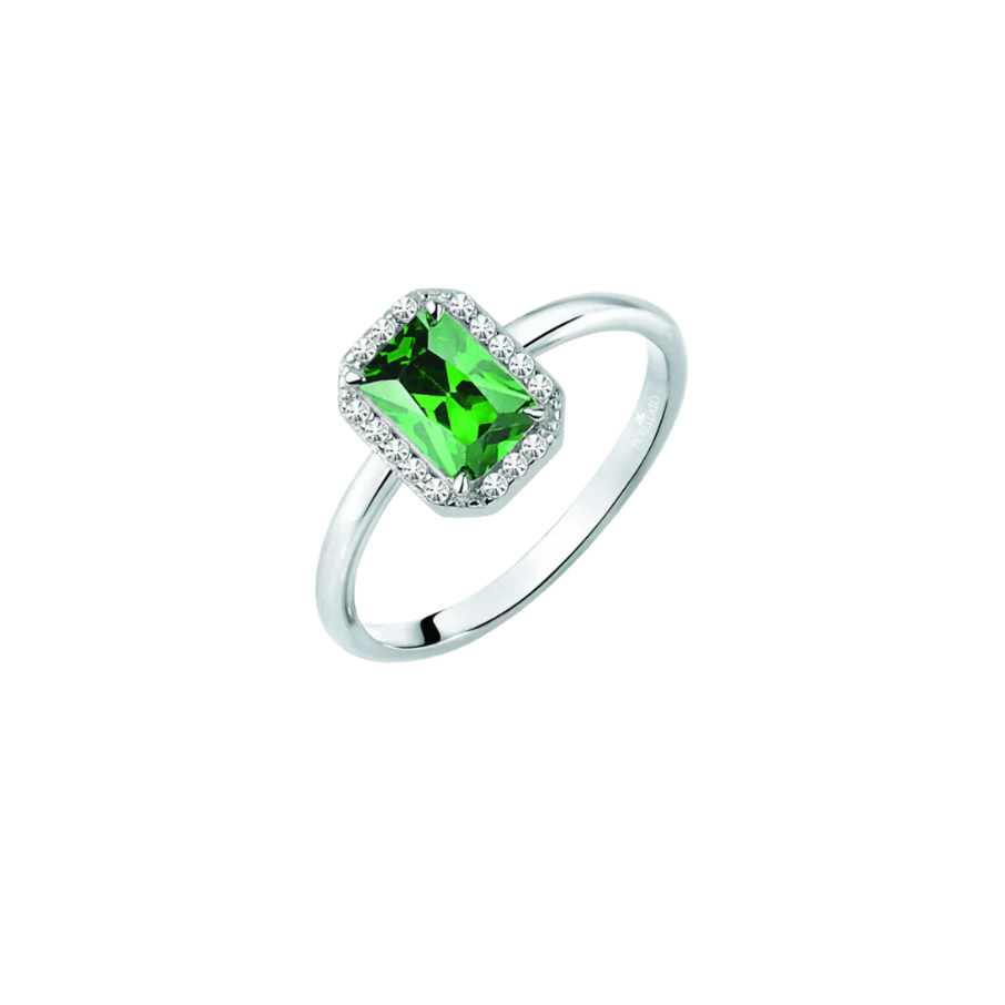Women's ring sterling silver Tesori Emerald rectangular, MORELLATO