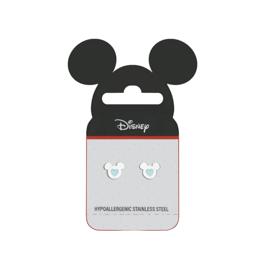 Children's earrings with Mickey Mouse and blue heart, DISNEY