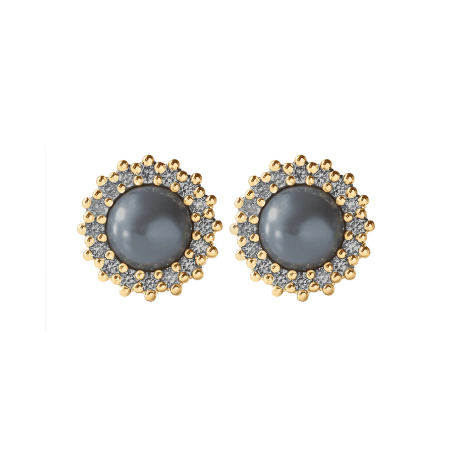Women's earrings stud Cosmos with grey pearl, Lilou