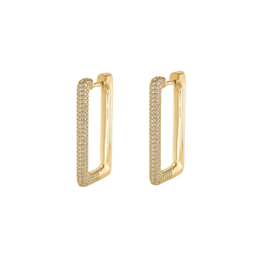 Women's earrings sterling silver rectangular GLAM gold-plated, JETTE
