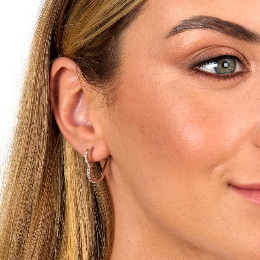 Women's earrings sterling silver Tesori heart-shaped with zirconia stones diameter 1.9 cm, MORELLATO