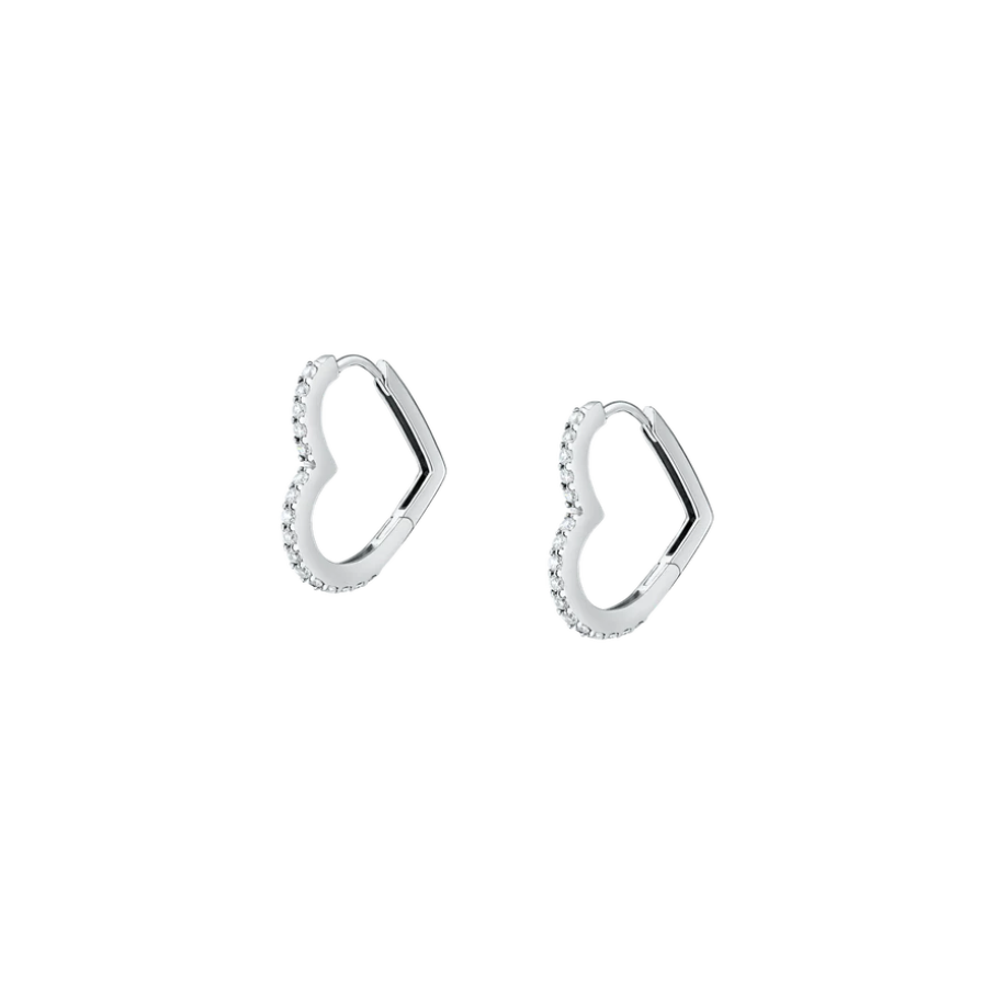 Women's earrings sterling silver Tesori heart-shaped with zirconia stones diameter 1.9 cm, MORELLATO