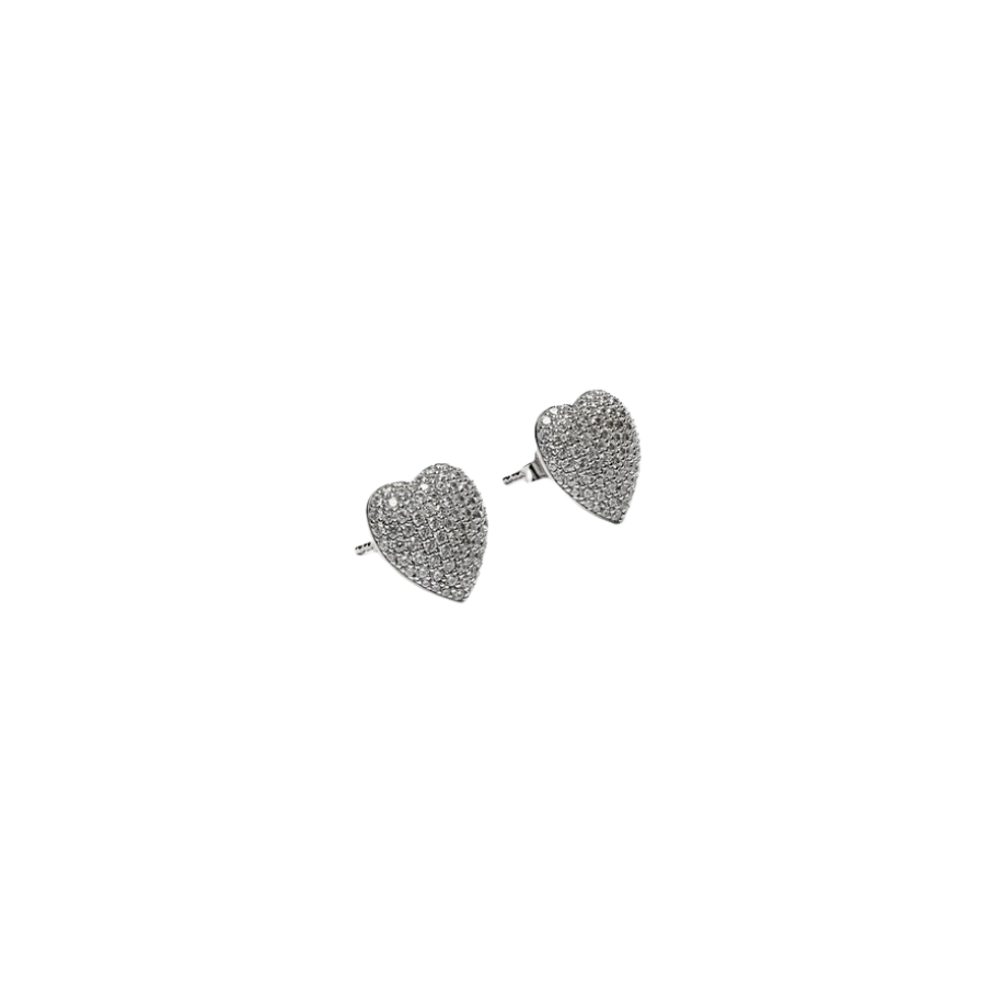 Women's earrings sterling silver heart-shaped with zirconia stones, CHIARA FERRAGNI