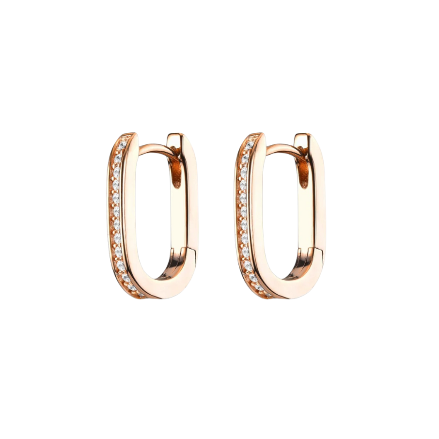 Women's earrings sterling silver round LUNA rose gold, JETTE