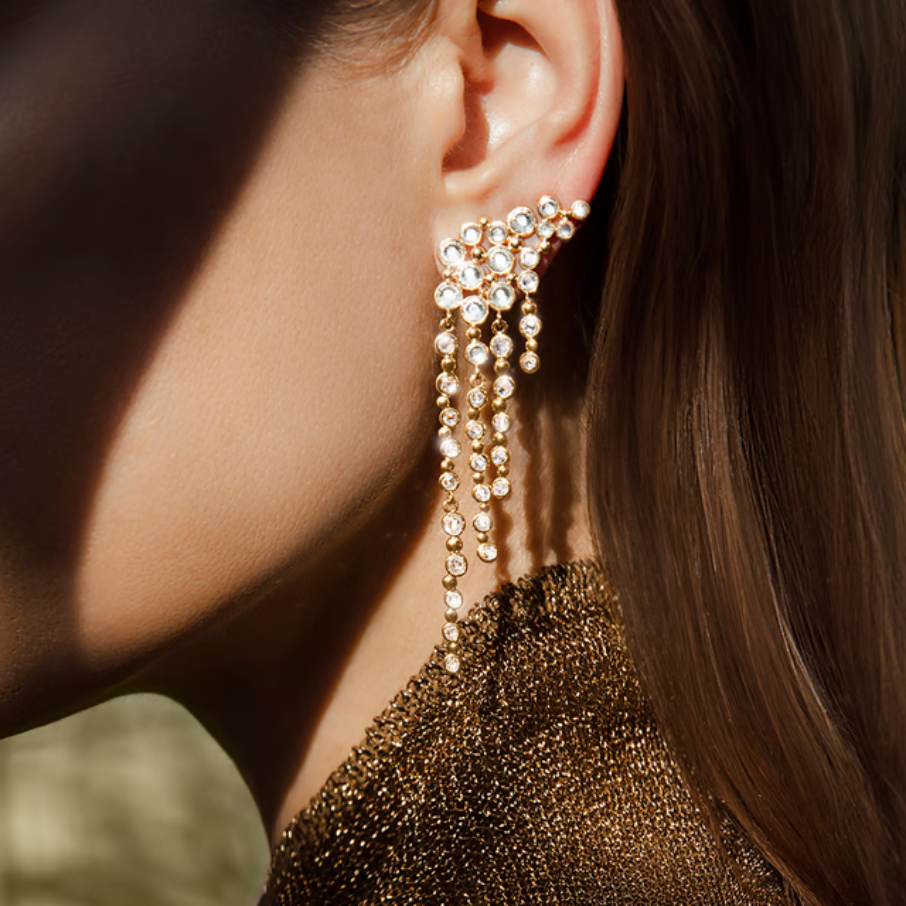 Women's earrings Sparkling 4 cm, gold-plated, Lilou