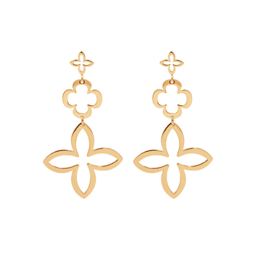 Women's earrings modular Lilia azure, gold-plated, Lilou