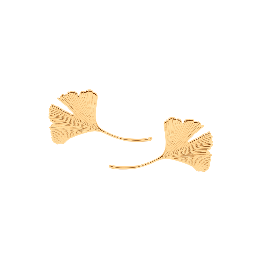 Women's earrings Ginko 4 cm gold-plated, Lilou