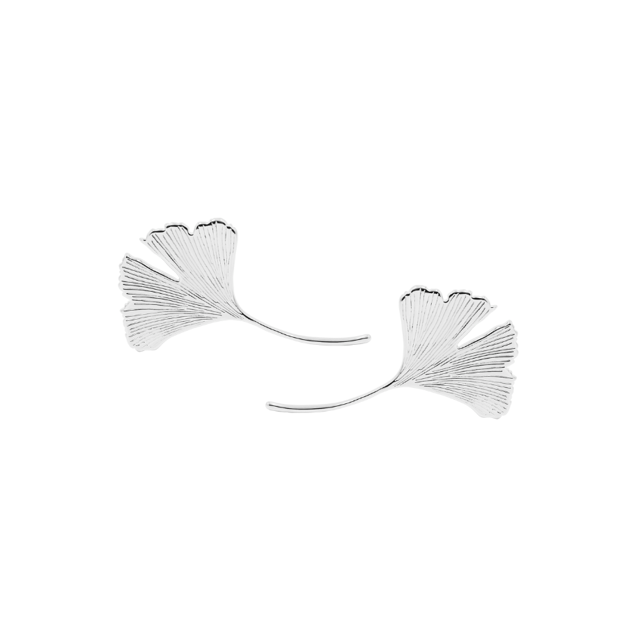 Women's earrings Ginko 4 cm silver-plated, Lilou