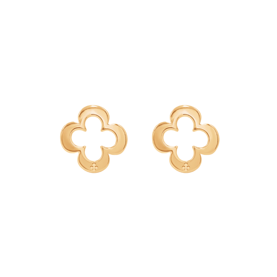 Women's earrings open round with clover gold-plated, Lilou