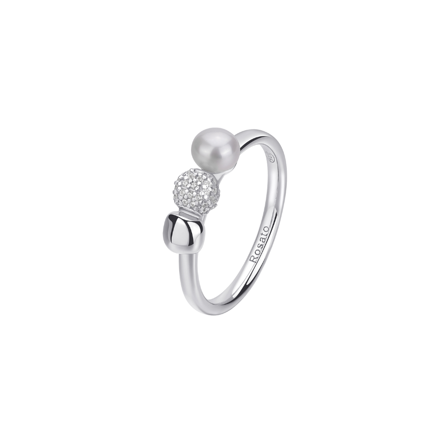 Womens silver ring AZZURRA with natural pearl, ROSATO