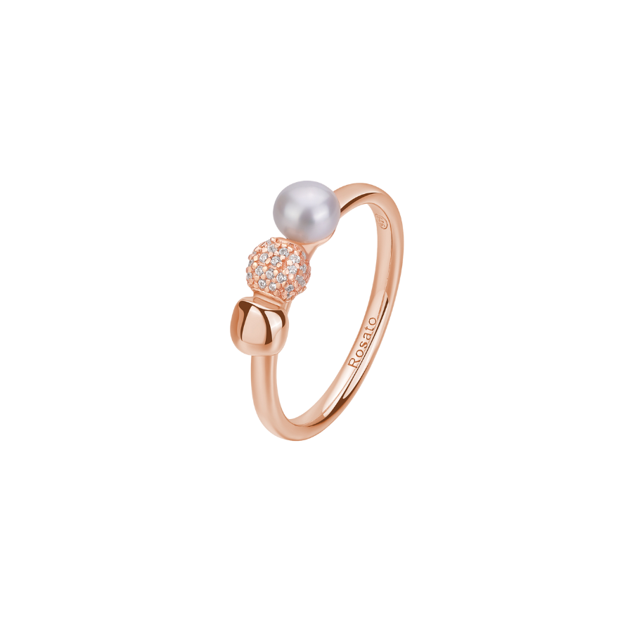 Womens Silver Ring AZZURRA with Pearl, ROSATO