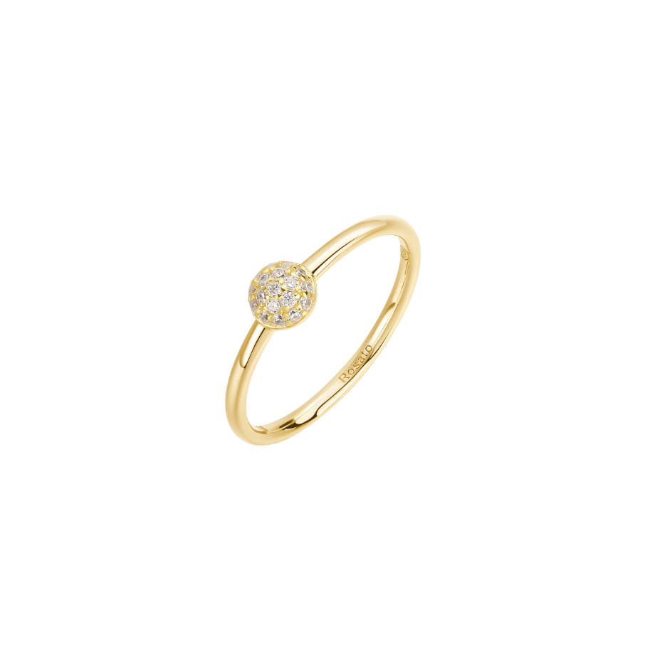 Womens Gold-Plated Silver Ring BIANCA with Zirconia Stones, ROSATO