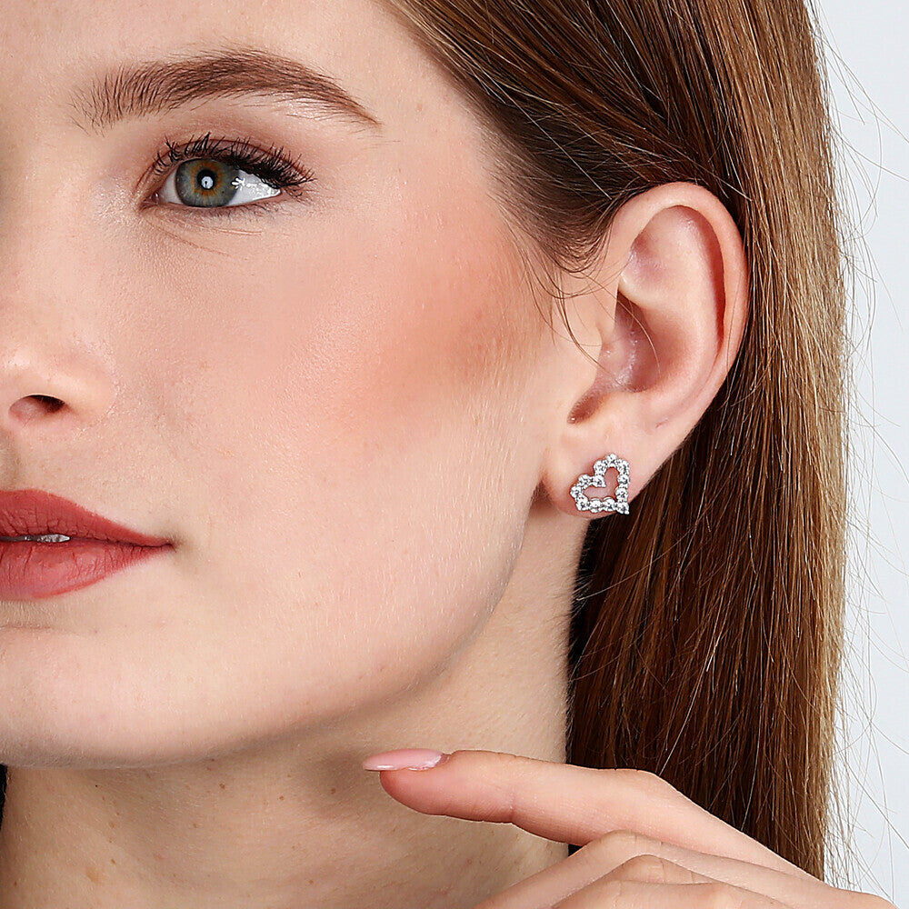 Women's earrings sterling silver Tesori heart-shaped with zirconia stones, MORELLATO